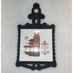 Disneyland New Orleans Square Trivet Tile Hot Plate Walt Disney 60’s Souvenir